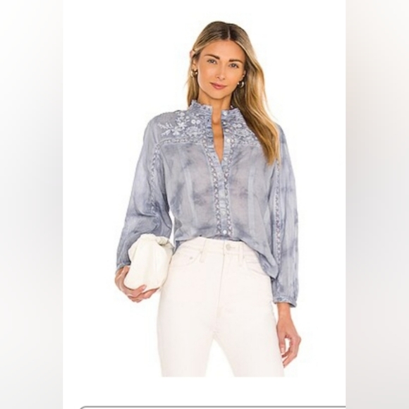 LoveShackFancy Tops - LoveShackFancy Ronda Top in Washed Denim sz xs NWT